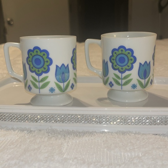 Vintage 1960’s Flower Coffee Cup Set of 2 - Picture 2 of 3